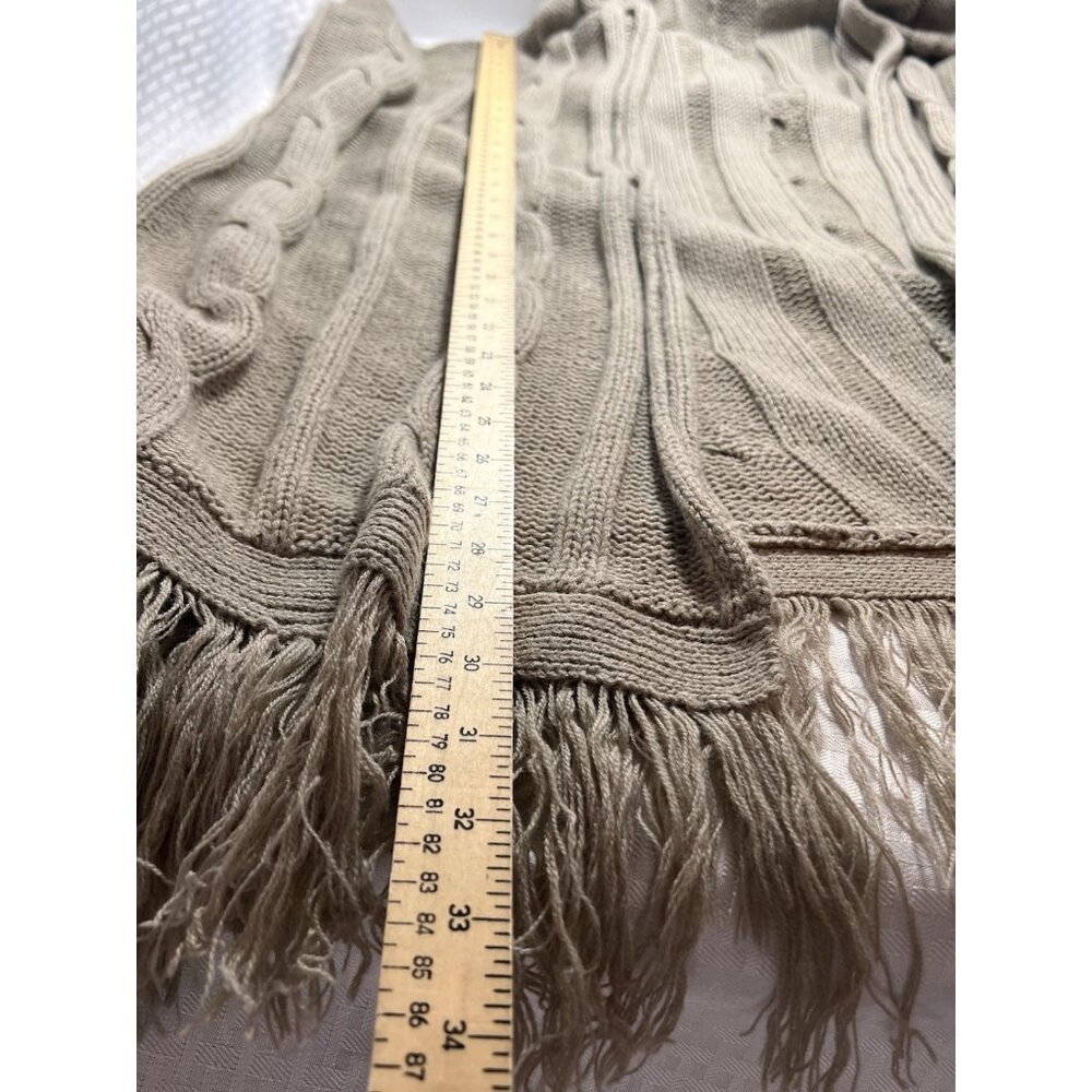 Ginger Jar Short Sleeve Long Hooded Cardigan with Fringe Greige‎ womens size XL - Picture 6 of 7